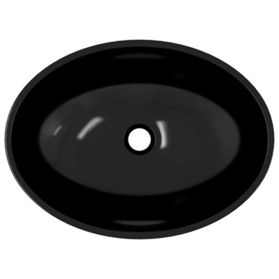 Basin Glass 50x37x14 cm Black for Bathroom