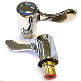 Basin Lever Tap Replacement Heads Handle Conversion Kit - Hot Cold Pair 1/4 Turn