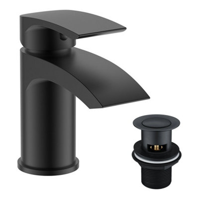 Basin Mono & Bath Shower Mixer Tap & Shower Slider Rail Kit Matt Black Bathroom Taps