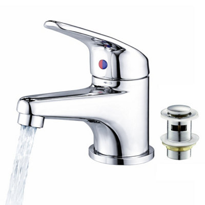 BASIN MONO MIXER TAP CHROME SINGLE LEVER WITH SLOTTED WASTE - MODERN ...