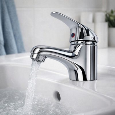 BASIN MONO MIXER TAP CHROME SINGLE LEVER WITH SLOTTED WASTE - MODERN ...