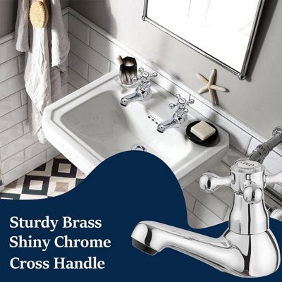 Basin Pillar Taps Victorian Bathroom Sink Taps for Basin Chromed Brass Basin Taps 665