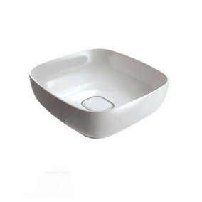Basin Sink Countertop Cloakroom Ceramic Bowl Bathroom Square White 400mm