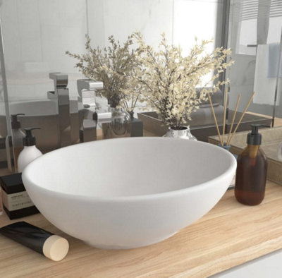 Basin Sink Countertop Cloakroom Ceramic Bowl Bathroom White 400mm