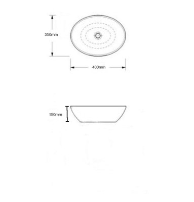 Basin Sink Countertop Cloakroom Ceramic Bowl Bathroom White 400mm - 4
