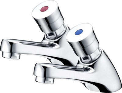 Basin Sink Taps 1/2" Push Down Delay Self Close Closing Non-Concussive - Pair