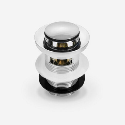 Basin Sink Waste Slotted Pop Up Click Clack Sprung Plug with Overflow for Bathroom Sink Tap Frap, Polished Chrome,Brass and stainl
