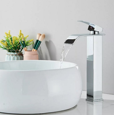 Basin Tap Silver Waterfall Single Lever Handle Single Hole Mono Basin Mixer
