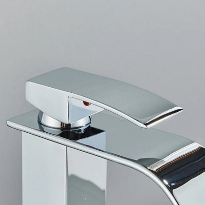 Basin Tap Silver Waterfall Single Lever Handle Single Hole Mono Basin Mixer