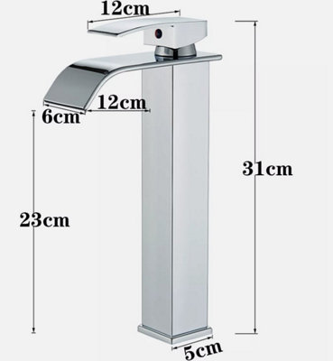 Basin Tap Silver Waterfall Single Lever Handle Single Hole Mono Basin Mixer