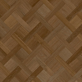 Basketweave Wood Vinyl by Remland (Dark Basketweave Oak, 1m x 3m)