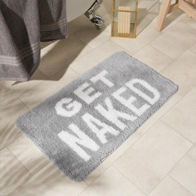 Bath Mat Non Slip Soft Get Naked Shower Textured Absorbent Bathroom Rug