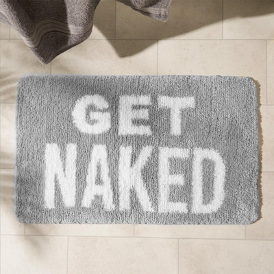Bath Mat Non Slip Soft Get Naked Shower Textured Absorbent Bathroom Rug