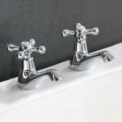 Bath pillar taps chrome finish hot and cold taps
