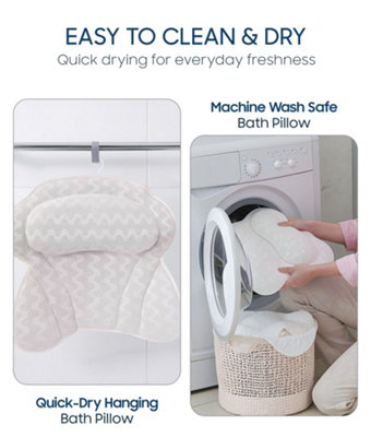 Bath Pillow - Bath and Spa Head Rest with Suction Cups - 4D Bath Cushion Bathing Pillow - Provides support & comfort, Fits Any Tub