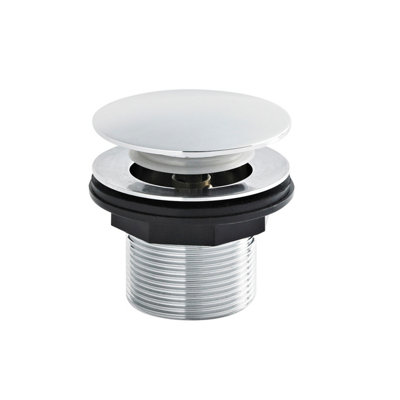 Bath Push Button Waste, No Overflow, for Baths up to 25mm Thick - Chrome