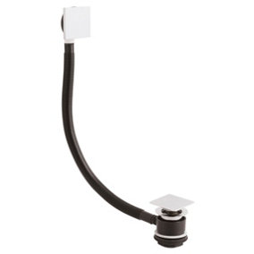 Bath Push Button Waste with Square Overflow for Baths up to 10mm Thick - Chrome - Balterley