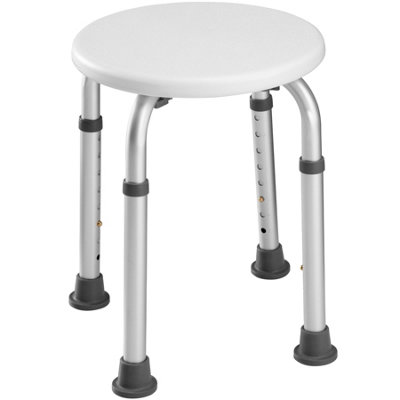 Bath seat adjustable height, round - white