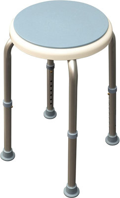 Bath & Shower Stool with Rotating Seat - Waterproof, Rust Resistant & Height Adjustable Mobility Aid Stool with Non-Slip Feet