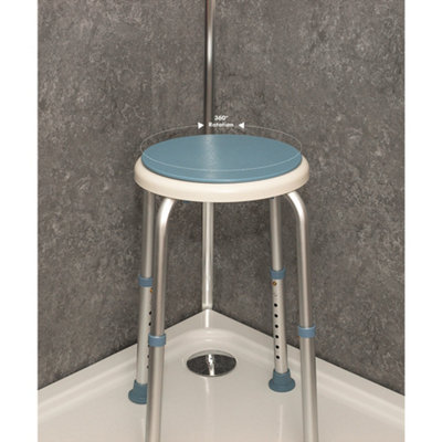 Bath Stool with Rotating Seat - Height Adjustable Shower Aid Seat - 135kg Limit