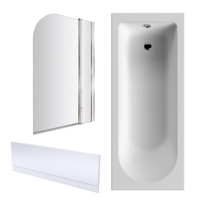 Bath Suite - 1700x700mm Round Bath, Panel and Screen with Fixed Panel - Chrome Price Comparisons | Compare The Build