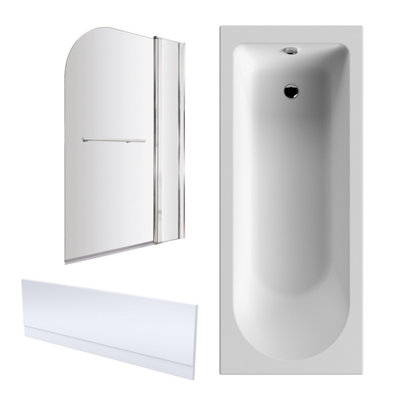 Bath Suite -1700x750mm Round Bath, Front Panel, Screen with Fixed Panel and Rail