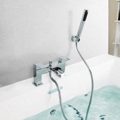 Bath tap with Shower Waterfall Bath Shower Filler Mixer Tub Tap Double ...