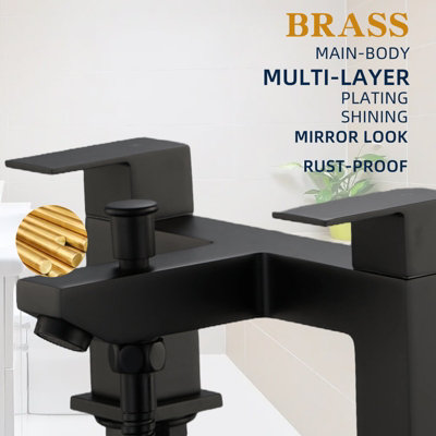 Bath Taps with Shower, Black Bathroom Shower Tap Tub Mixer Tap Bath Filler Tap