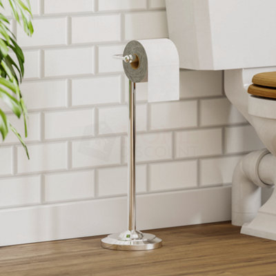 BWE Brushed Gold Freestanding Double Post Toilet Paper Holder with Storage  in the Toilet Paper Holders department at