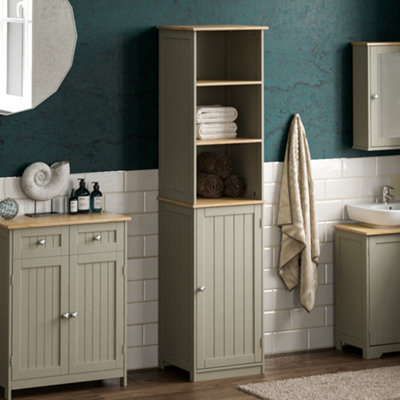 Bath Vida Priano Grey 1 Door 2 Shelf Tall Bathroom Cabinet