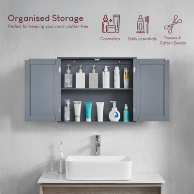 Bath Vida Priano Grey 2 Door Bathroom Wall Cabinet