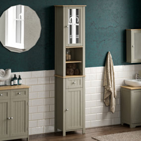 Bath Vida Priano Grey 2 Door Tall Bathroom Cabinet With Mirror