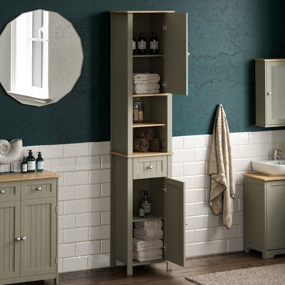 Bath Vida Priano Grey 2 Door Tall Bathroom Cabinet With Mirror