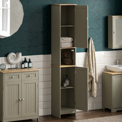 Bath Vida Priano Grey 2 Door Tall Bathroom Cabinet