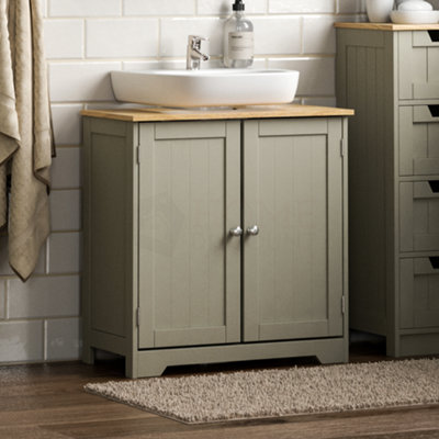 Bath Vida Priano Grey 2 Door Under Sink Bathroom Cabinet Freestanding Under Basin Storage