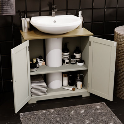 Bath Vida Priano Grey 2 Door Under Sink Bathroom Cabinet Freestanding Under  Basin Storage