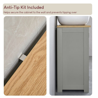 Bath Vida Priano Grey 2 Door Under Sink Bathroom Cabinet Freestanding Under Basin Storage