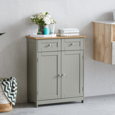 Bath Vida Priano Dubbele Deur Gespiegelde Badkamer Kast Opbergkast Muur Gemonteerd Grijs 2