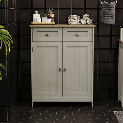 Bath Vida Priano Grey 2 Drawer 2 Door Freestanding Bathroom DIY at B&Q