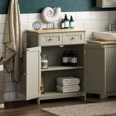 Bath Vida Priano Grey 2 Drawer 2 Door Freestanding Bathroom Cabinet