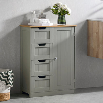 Bath Vida Priano Grey 4 Drawer 1 Door Freestanding Bathroom Cabinet Unit