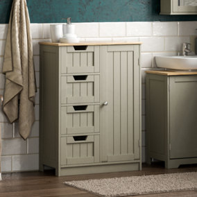 Bath Vida Priano Grey 4 Drawer 1 Door Freestanding Bathroom Cabinet Unit