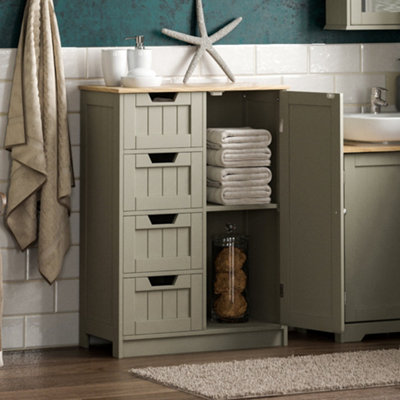 Bath Vida Priano Grey 4 Drawer 1 Door Freestanding Bathroom Cabinet Unit