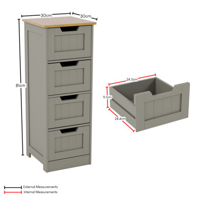 Bath Vida Priano Grey 4 Drawer Freestanding Bathroom Cabinet Unit
