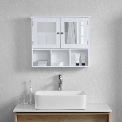 Bath Vida Priano White 2 Door Mirrored Bathroom Wall Cabinet With 3 ...