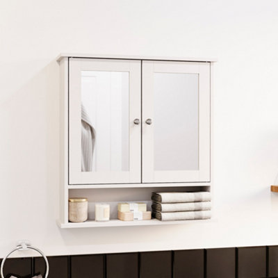 Bath Vida Priano White 2 Door Mirrored Bathroom Wall Cabinet With Shelf ...