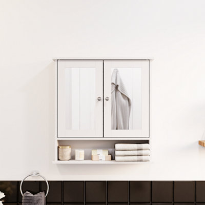 Bath Vida Priano White 2 Door Mirrored Bathroom Wall Cabinet With Shelf