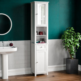 Bath Vida Priano White 2 Door Tall Bathroom Cabinet With Mirror