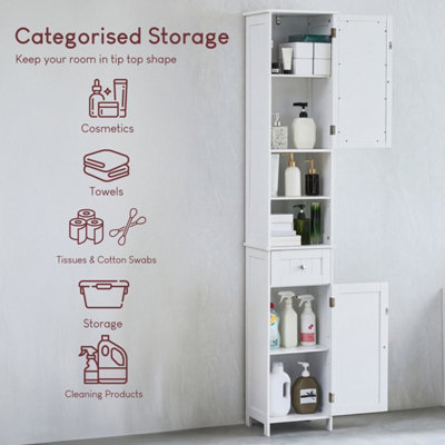 Bath Vida 333467 Priano Badkamerkast met dubbele deur, met spiegel, opbergplanken, wandmontage, wit, 50 x 60 x 14 cm (h x b x d