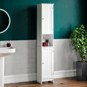Bath Vida Priano White 2 Door Tall Bathroom Cabinet